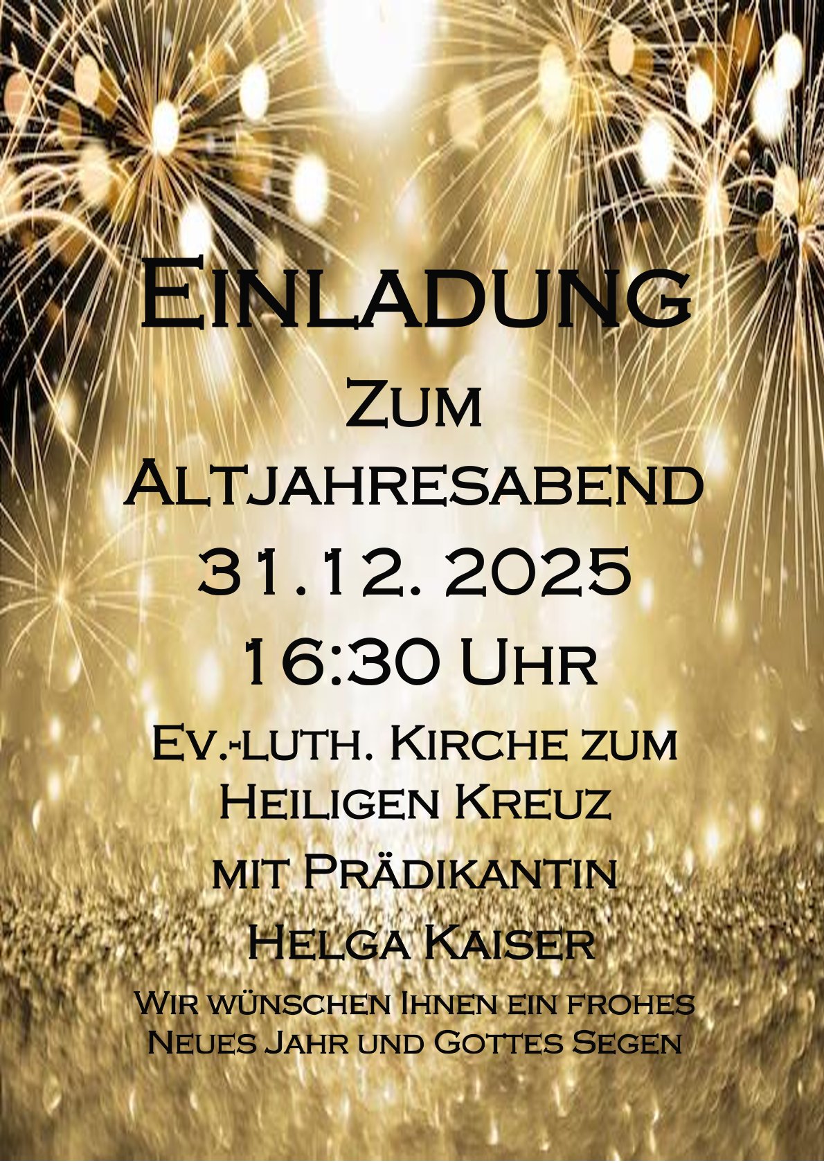 Altjahresabend um 16.30 Uhr